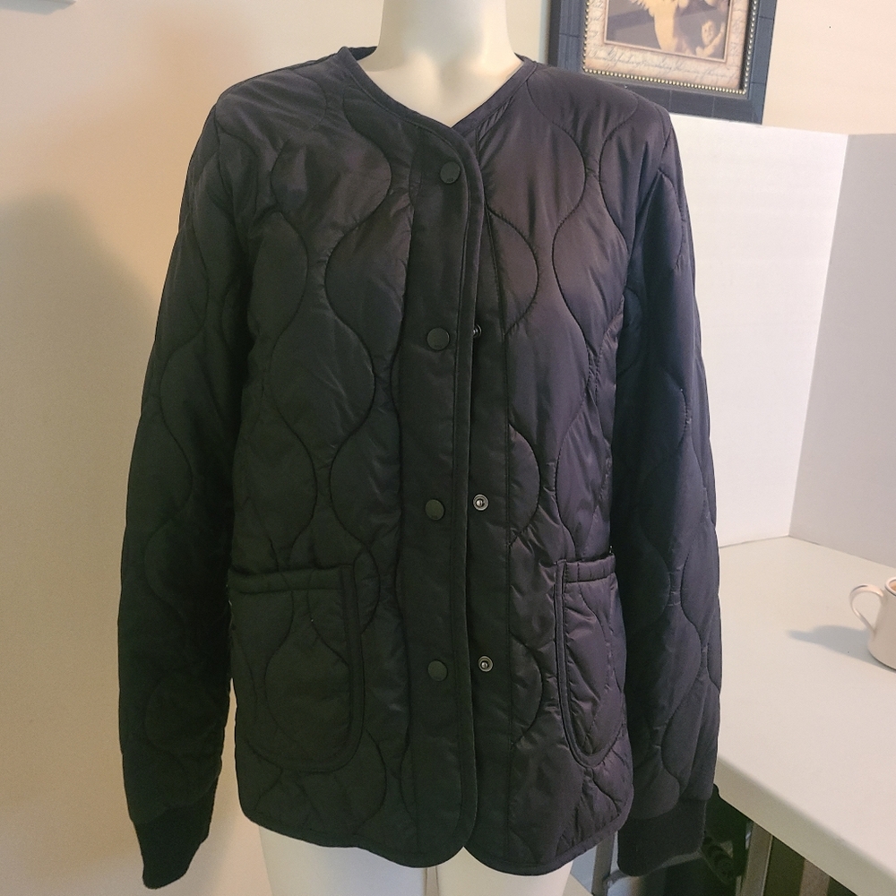 Jacket Quilted Puffer Black Short Baseball Style Size Small "Plenty" Brand PDG